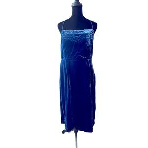 Anthropologie blue velvet midi dress